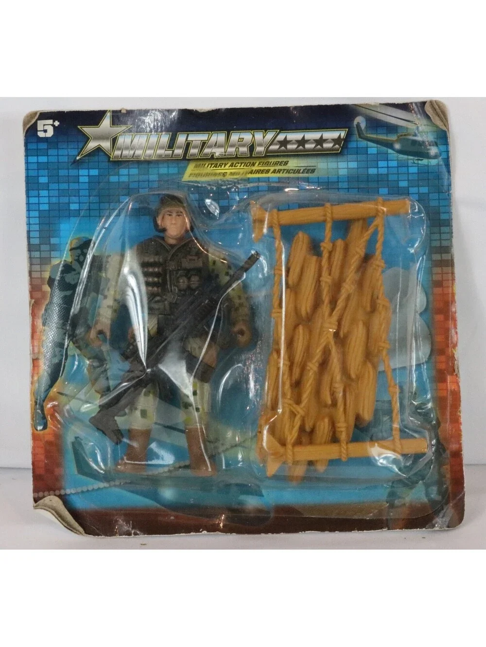 Military Action Figure with Weapon and Barricade Sandbags Greenbrier